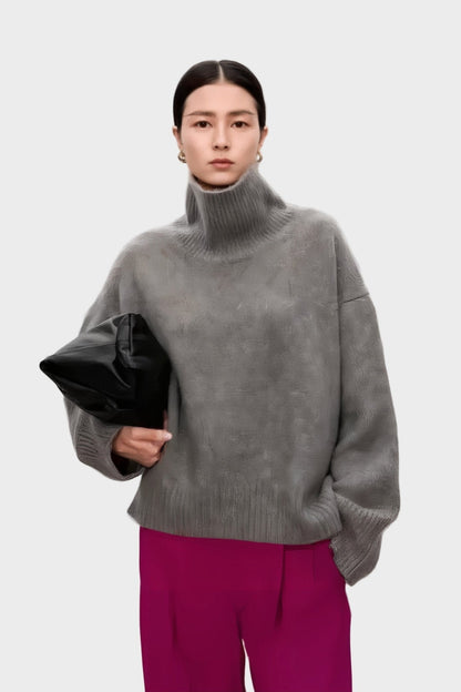 Eden | Grauer Oversize-Rollkragenpullover