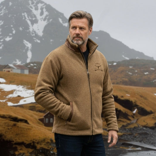 Erik | Camelbraune Fleecejacke mit Reißverschluss
