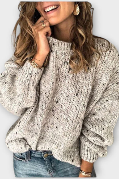 Eileen | Cremefarbener Strickpullover mit Sprenkeloptik