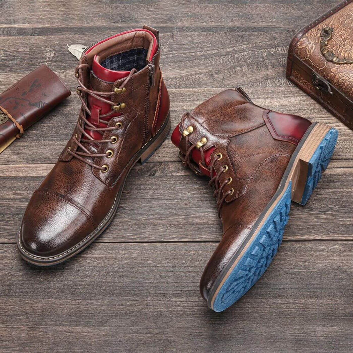 Alois | Bordeauxrote elegante Schnürstiefel