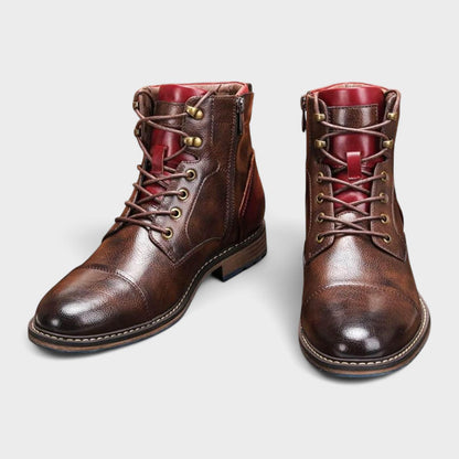 Alois | Bordeauxrote elegante Schnürstiefel