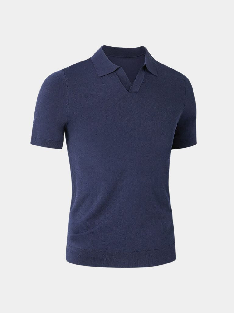Erich | Strick-Poloshirt mit offenem Kragen
