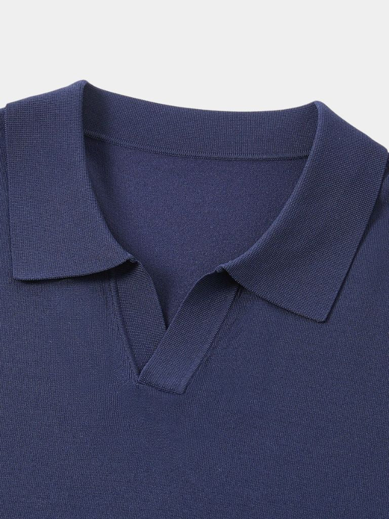 Erich | Strick-Poloshirt mit offenem Kragen