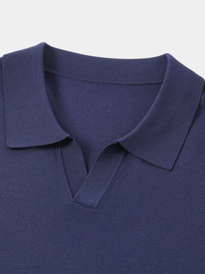 Erich | Strick-Poloshirt mit offenem Kragen