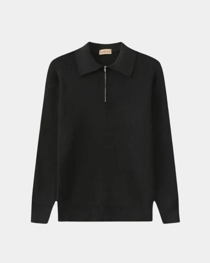 Erich | Hellgrauer Strickpullover mit Polokragen