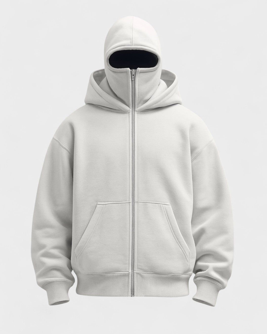 Elinor | Schwarzer Oversize-Zip-Hoodie mit hohem Kragen