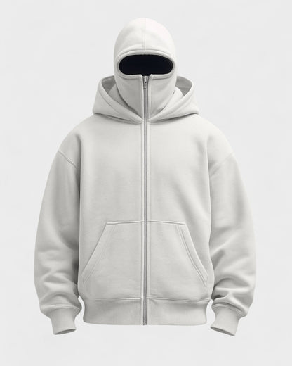 Elinor | Schwarzer Oversize-Zip-Hoodie mit hohem Kragen