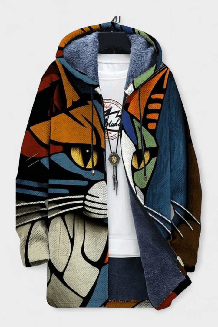 Elise | Kapuzenjacke mit künstlerischem Katzenmotiv