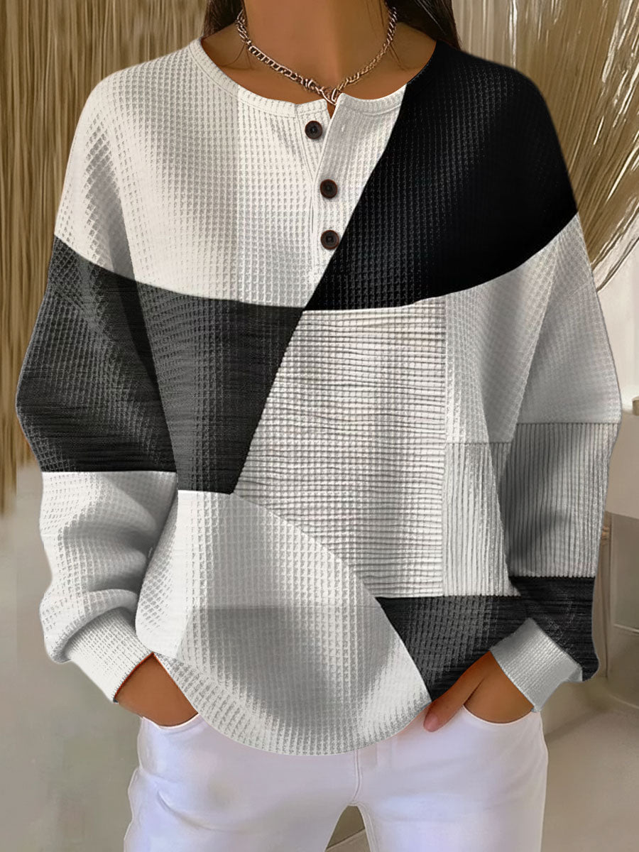 Christa | Patchwork-Pullover in Schwarz und Weiß