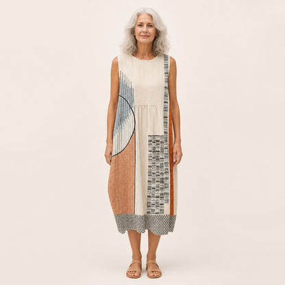 Kerstin | Ärmelloses Sommerkleid mit grafischem Patchwork