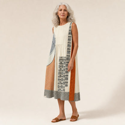 Kerstin | Ärmelloses Sommerkleid mit grafischem Patchwork