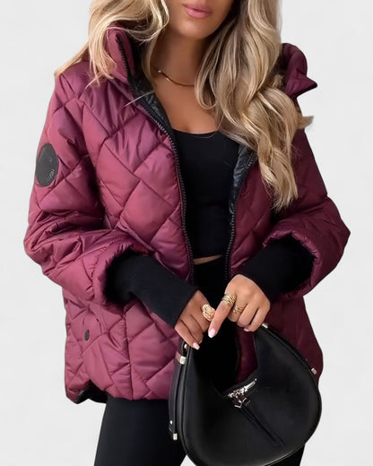 Emma | Gesteppte Kapuzenjacke in Bordeaux