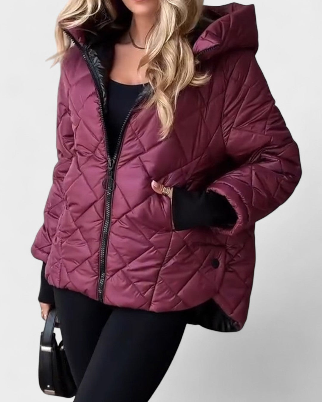 Emma | Gesteppte Kapuzenjacke in Bordeaux