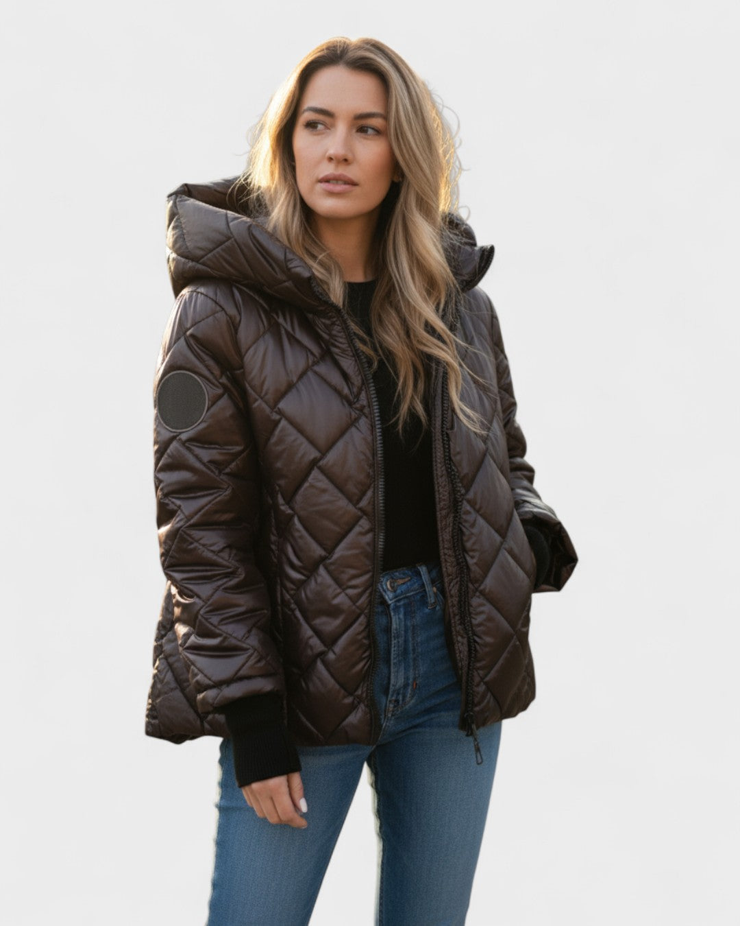 Emma | Gesteppte Kapuzenjacke in Bordeaux