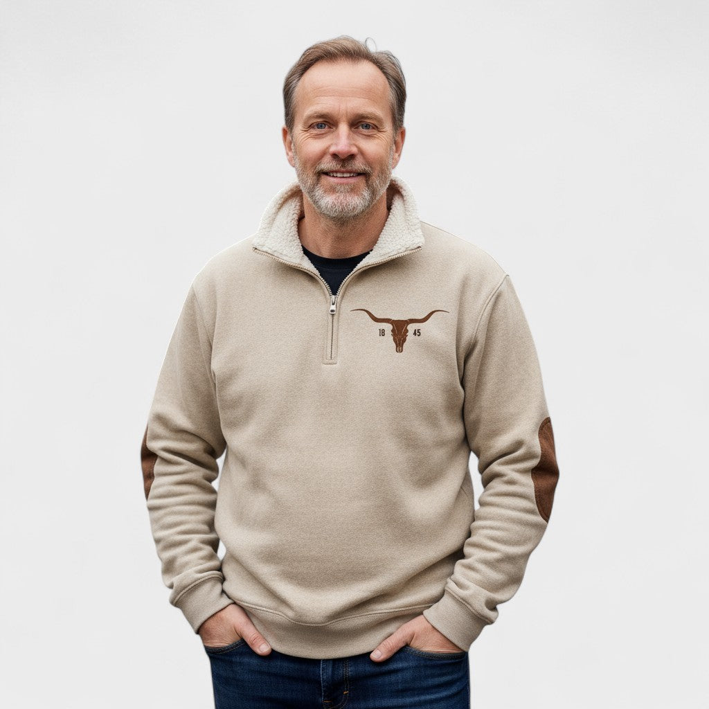 Emmerich | Cremefarbenes Sweatshirt mit Troyerkragen