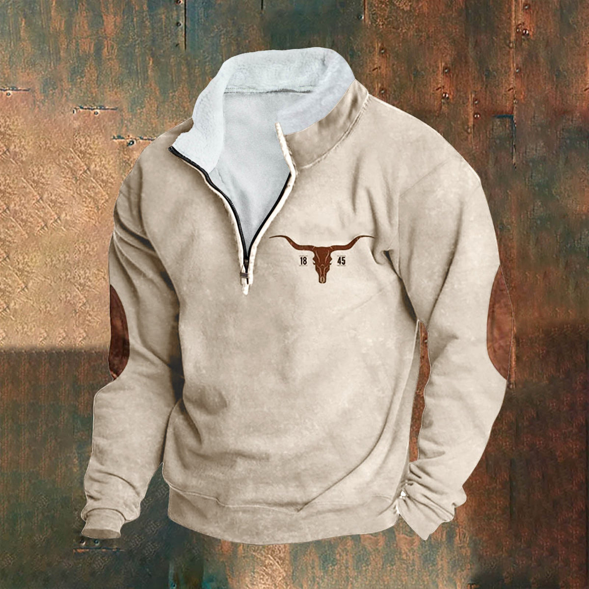 Emmerich | Cremefarbenes Sweatshirt mit Troyerkragen