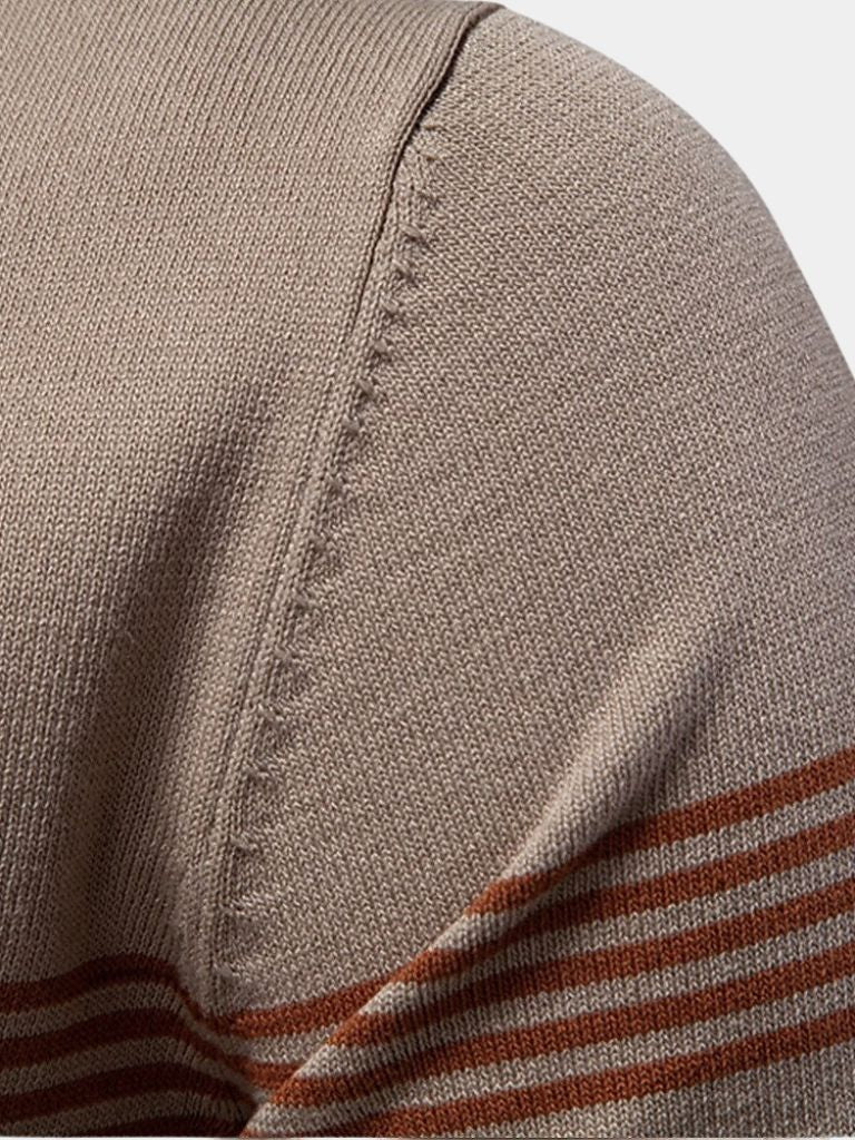 Edmund | Weißes Poloshirt mit Streifendetail
