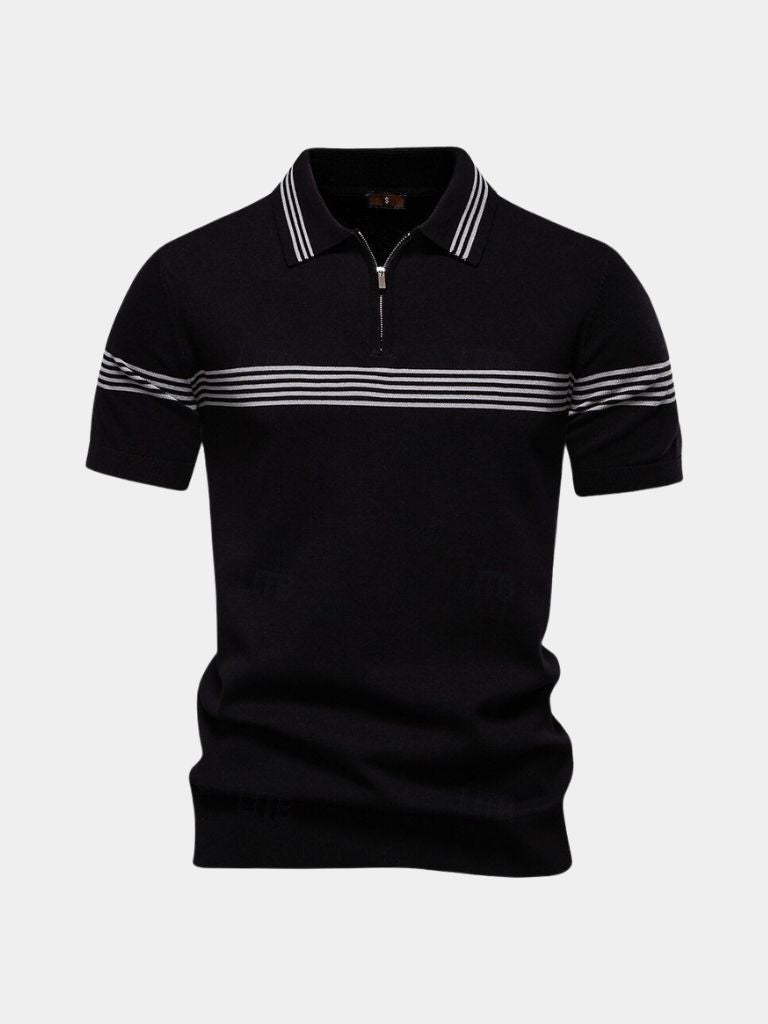 Edmund | Weißes Poloshirt mit Streifendetail