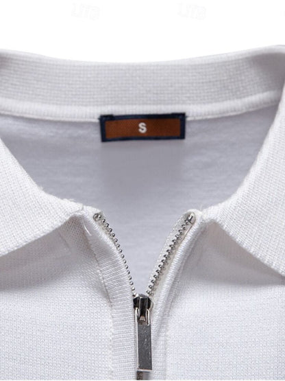 Edmund | Weißes Poloshirt mit Streifendetail