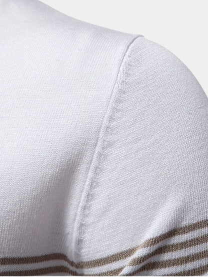 Edmund | Weißes Poloshirt mit Streifendetail