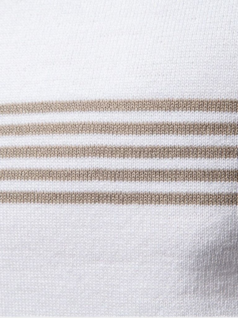 Edmund | Weißes Poloshirt mit Streifendetail
