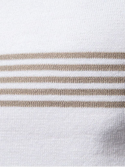 Edmund | Weißes Poloshirt mit Streifendetail
