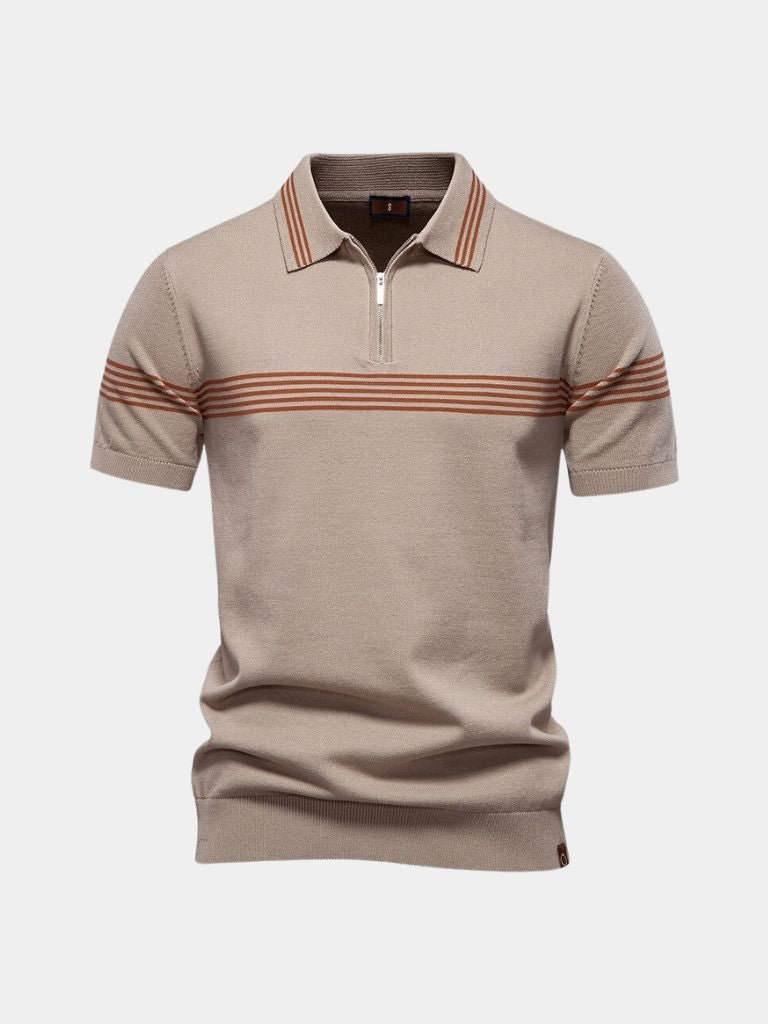 Edmund | Weißes Poloshirt mit Streifendetail