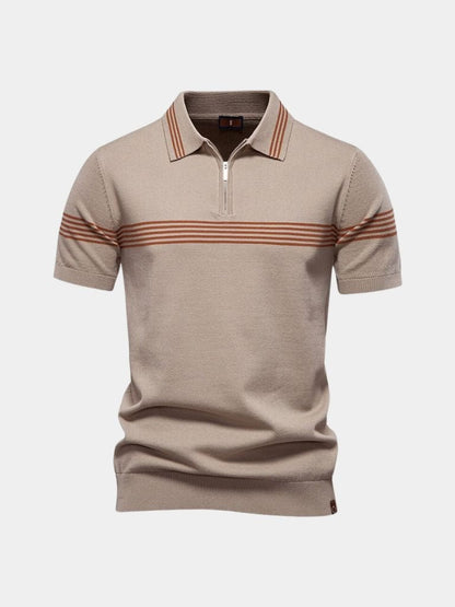 Edmund | Weißes Poloshirt mit Streifendetail