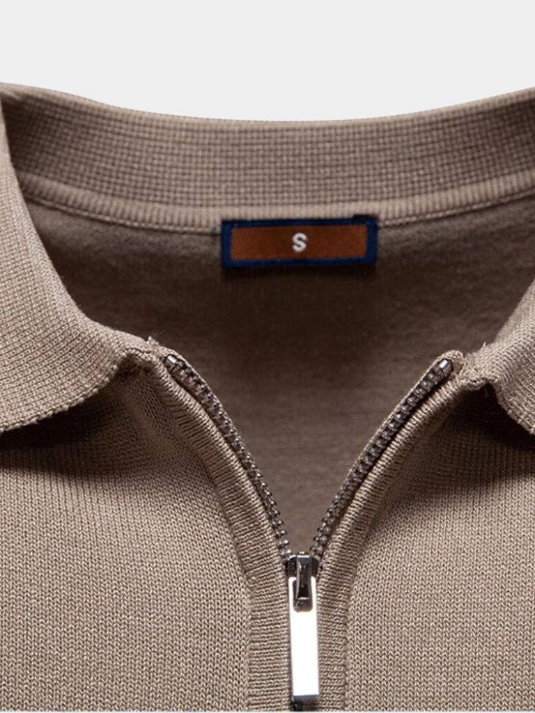 Edmund | Weißes Poloshirt mit Streifendetail