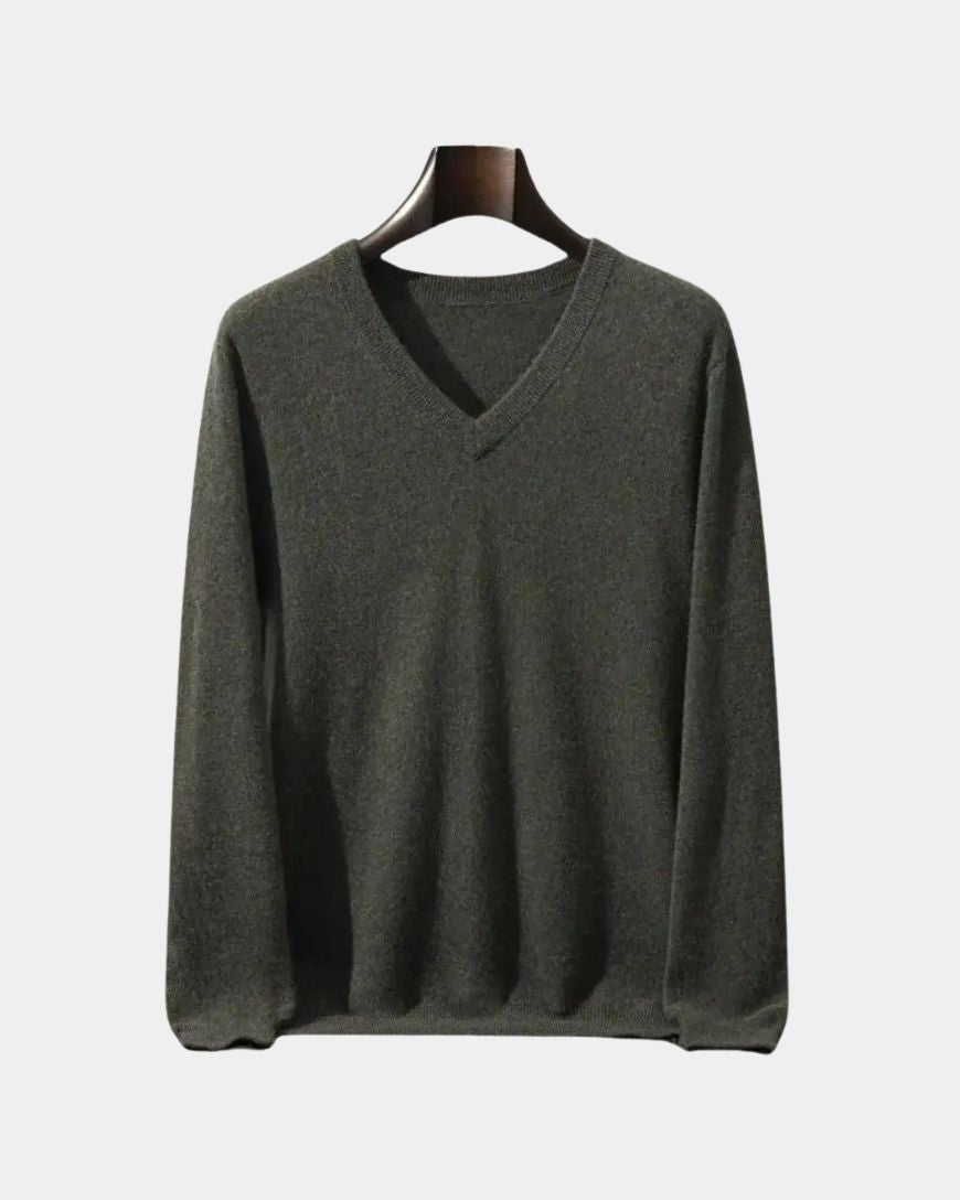 Edmund | Blauer Pullover mit V-Ausschnitt