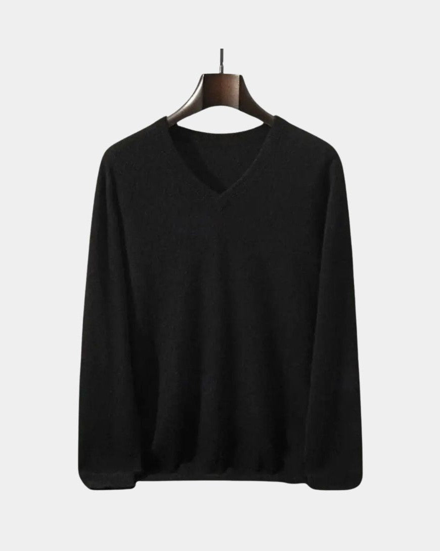 Edmund | Blauer Pullover mit V-Ausschnitt