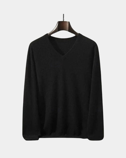 Edmund | Blauer Pullover mit V-Ausschnitt