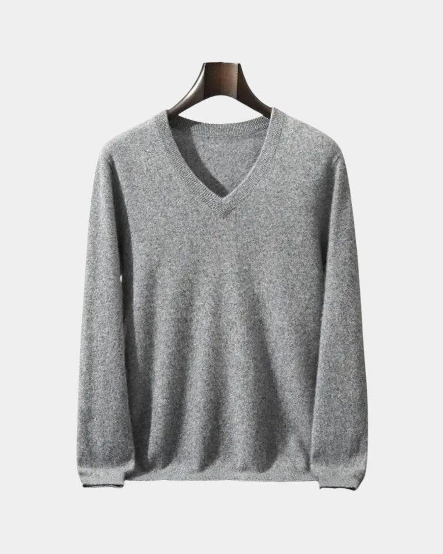 Edmund | Blauer Pullover mit V-Ausschnitt