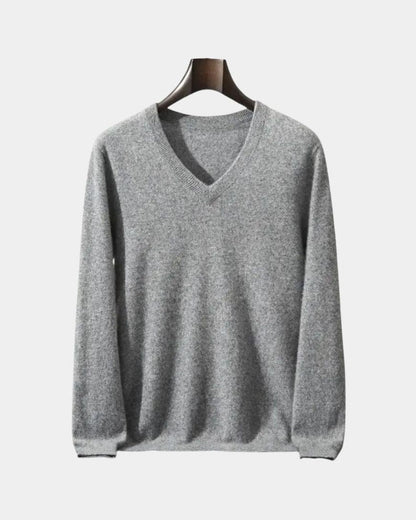 Edmund | Blauer Pullover mit V-Ausschnitt
