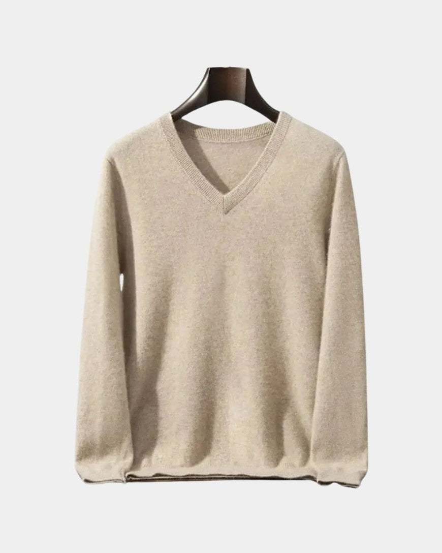Edmund | Blauer Pullover mit V-Ausschnitt