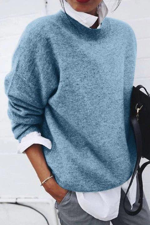 Emily | Blauer Rundhalspullover