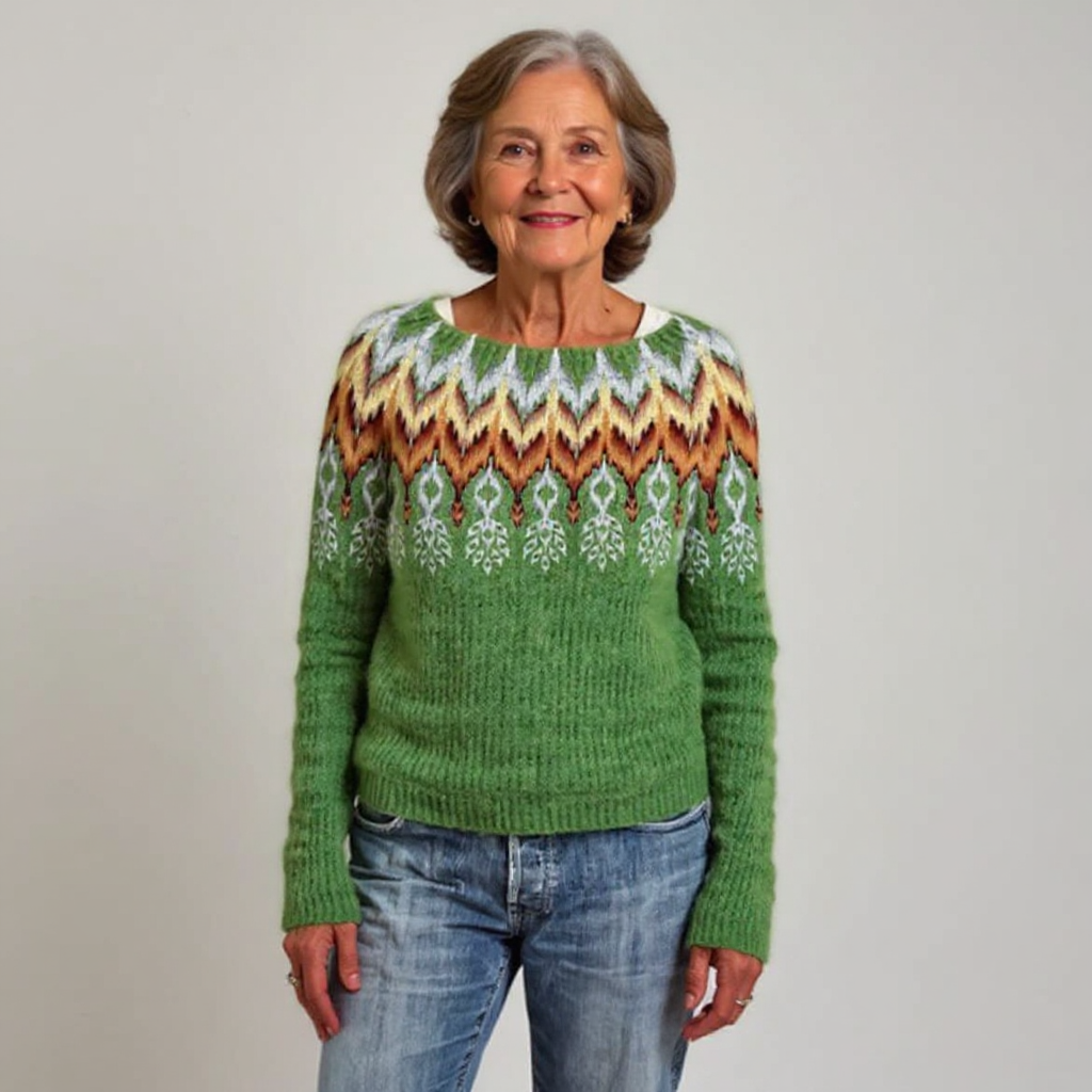 Elfriede | Norwegerpullover mit Zickzackmuster in Grün