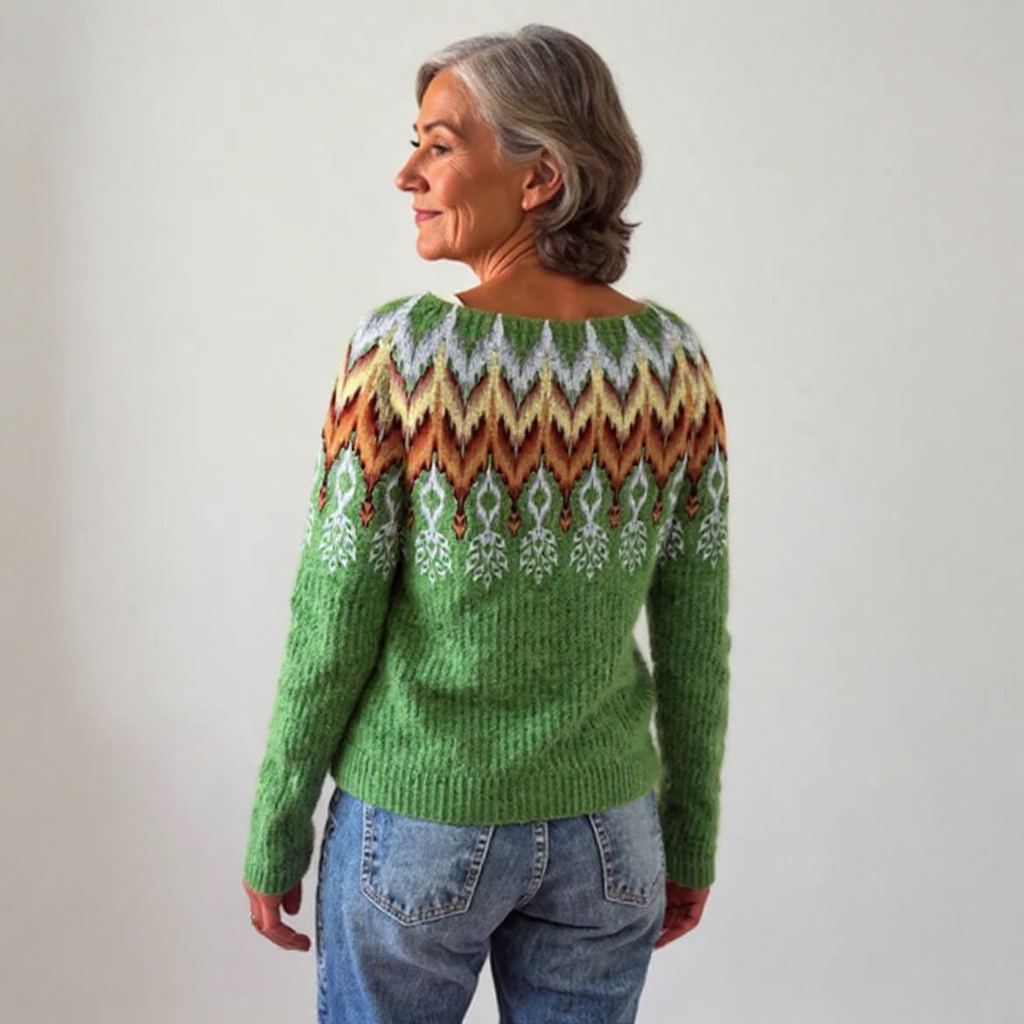 Elfriede | Norwegerpullover mit Zickzackmuster in Grün
