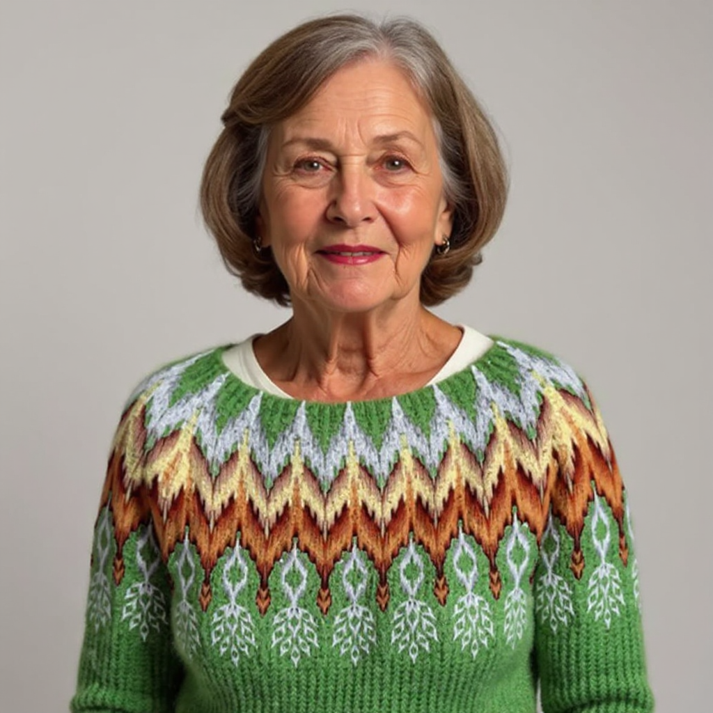 Elfriede | Norwegerpullover mit Zickzackmuster in Grün
