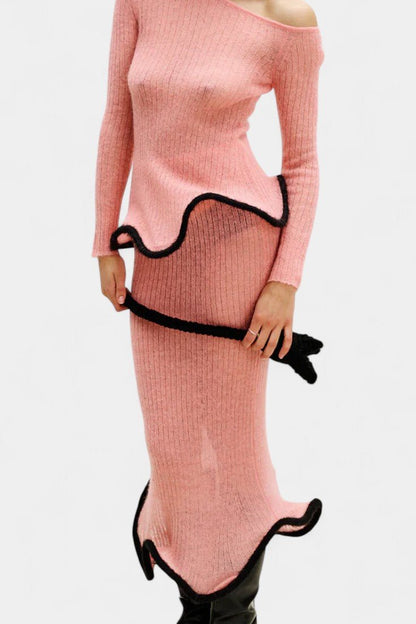 Emma | Figurbetontes Strickoberteil & Maxirock Set