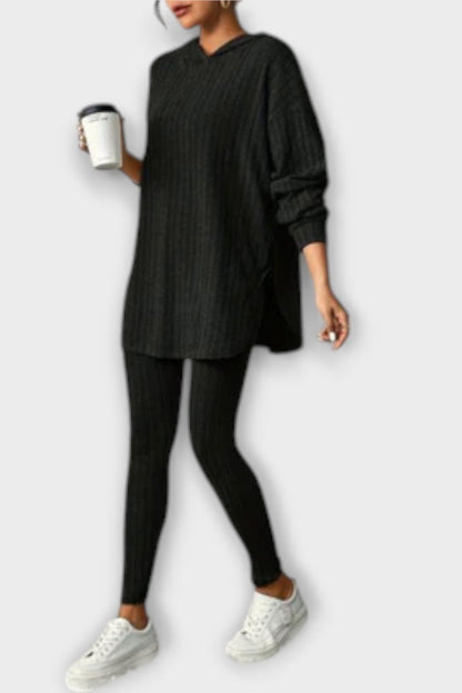 Emma | Geripptes Longline-Oberteil & Leggings Set