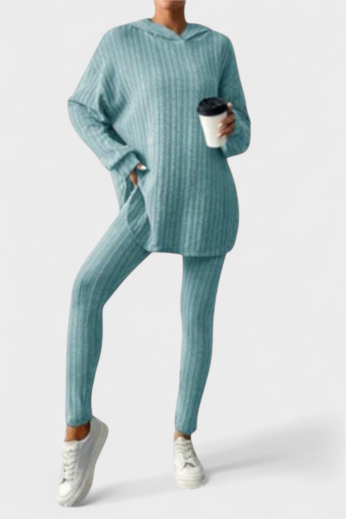 Emma | Geripptes Longline-Oberteil & Leggings Set