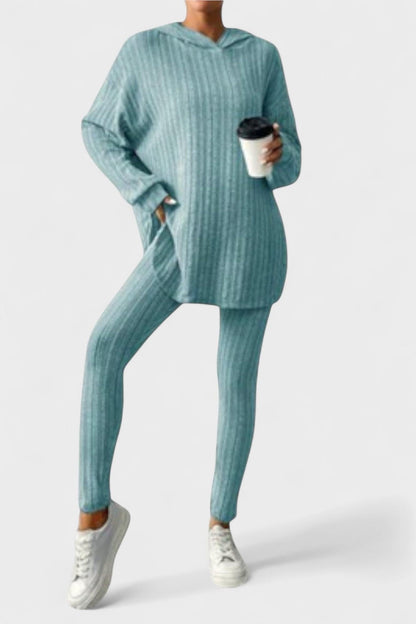 Emma | Geripptes Longline-Oberteil & Leggings Set
