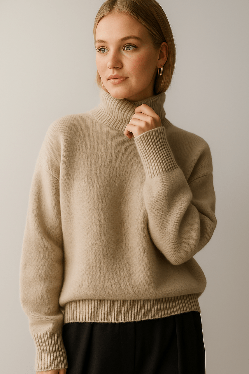 Emma | Oversize-Rollkragenpullover in Elfenbein