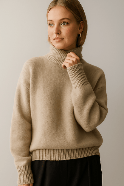 Emma | Oversize-Rollkragenpullover in Elfenbein