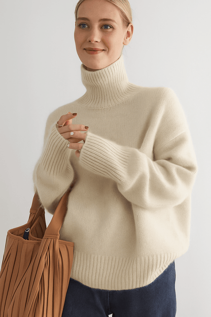 Emma | Oversize-Rollkragenpullover in Elfenbein