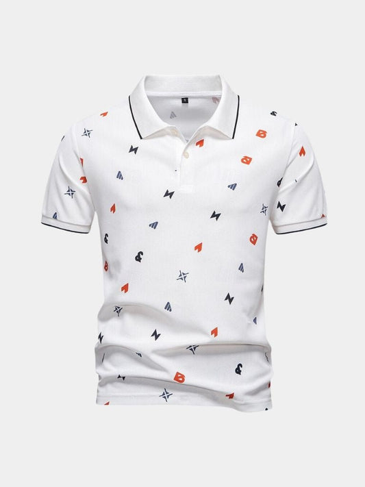 Emil | Weißes Poloshirt mit Print