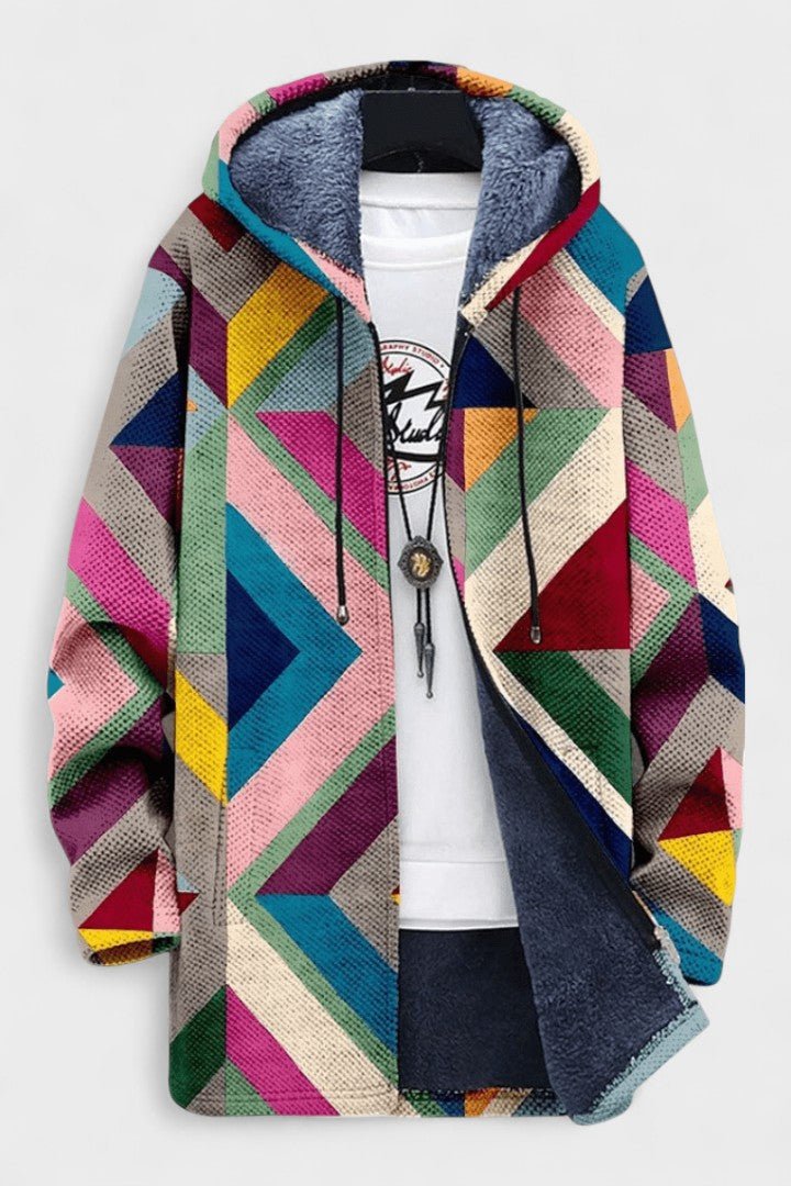 Eva | Geometrische Patchwork-Kapuzenjacke
