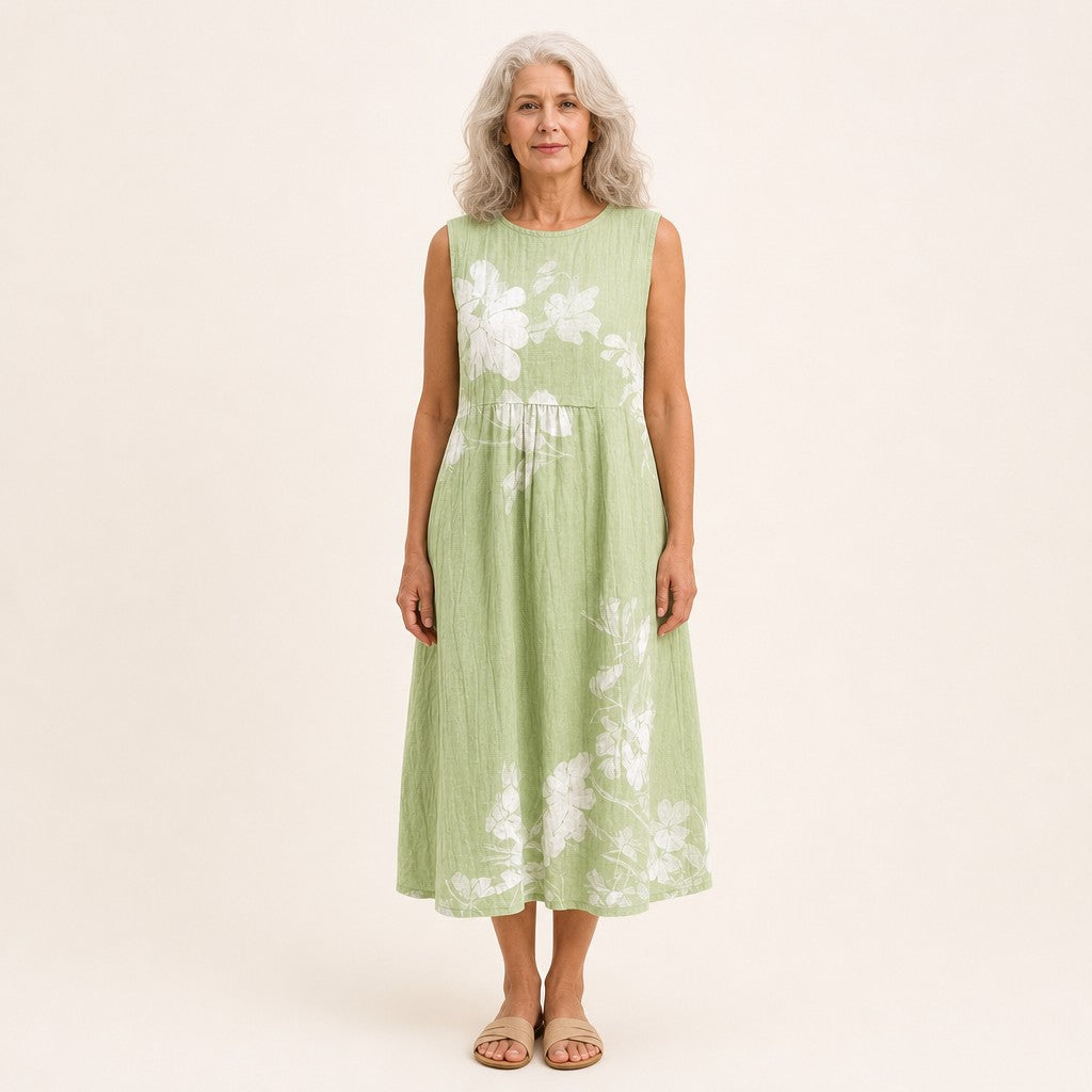 Auguste | Ärmelloses Sommerkleid mit Blütenzweigen