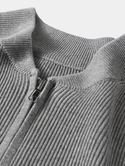 Ewald | Cremefarbene Strickjacke mit Reißverschluss